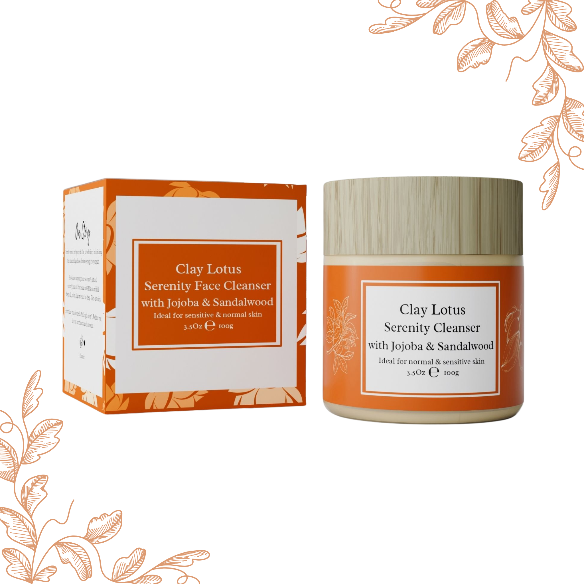 HINOCO CLAY WASH & CLEAR CLENSE セット Serenity Face Wash for Sensitive Skin with Soothing Jojoba
