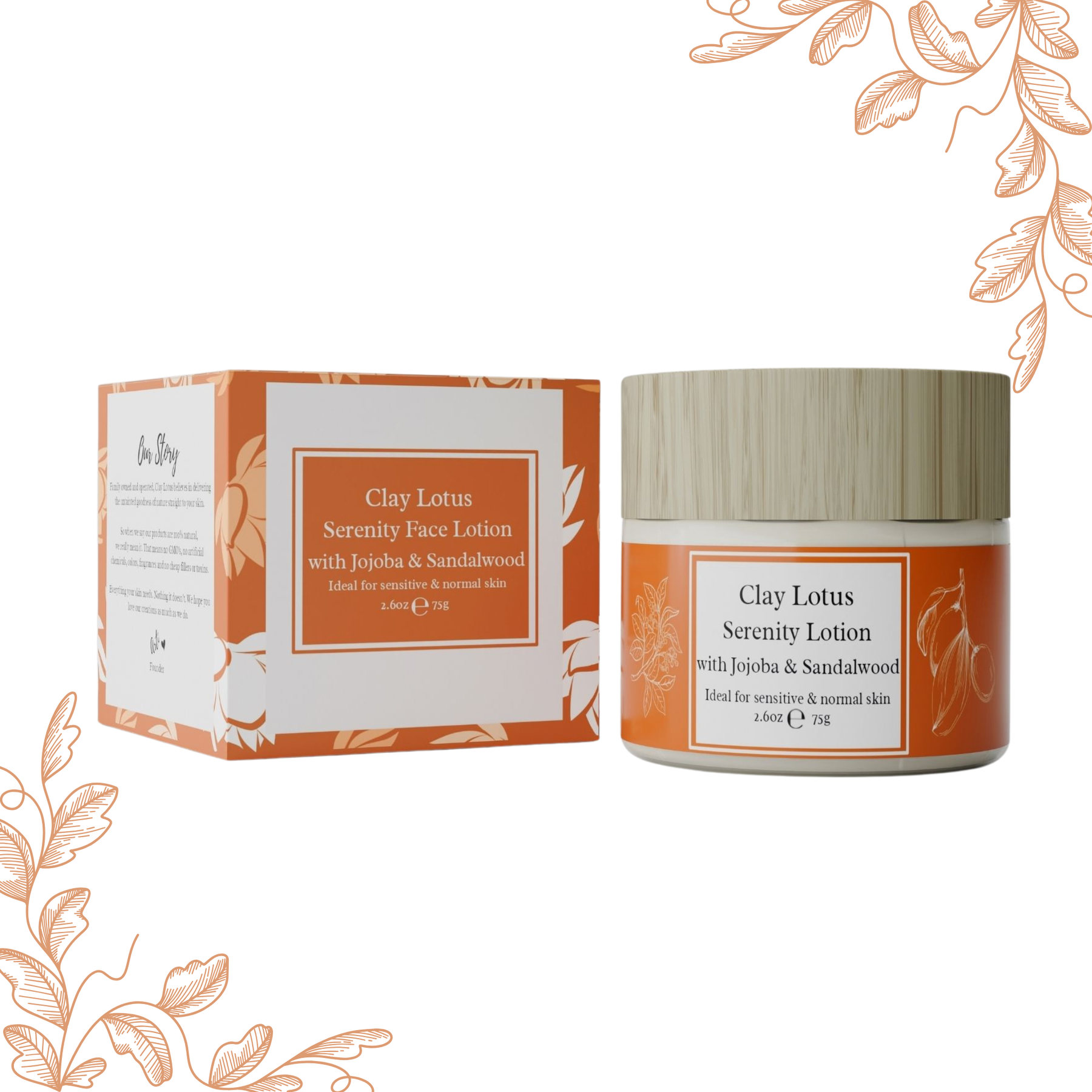 Clay Lotus Serenity Face Lotion with Jojoba & Sandalwood