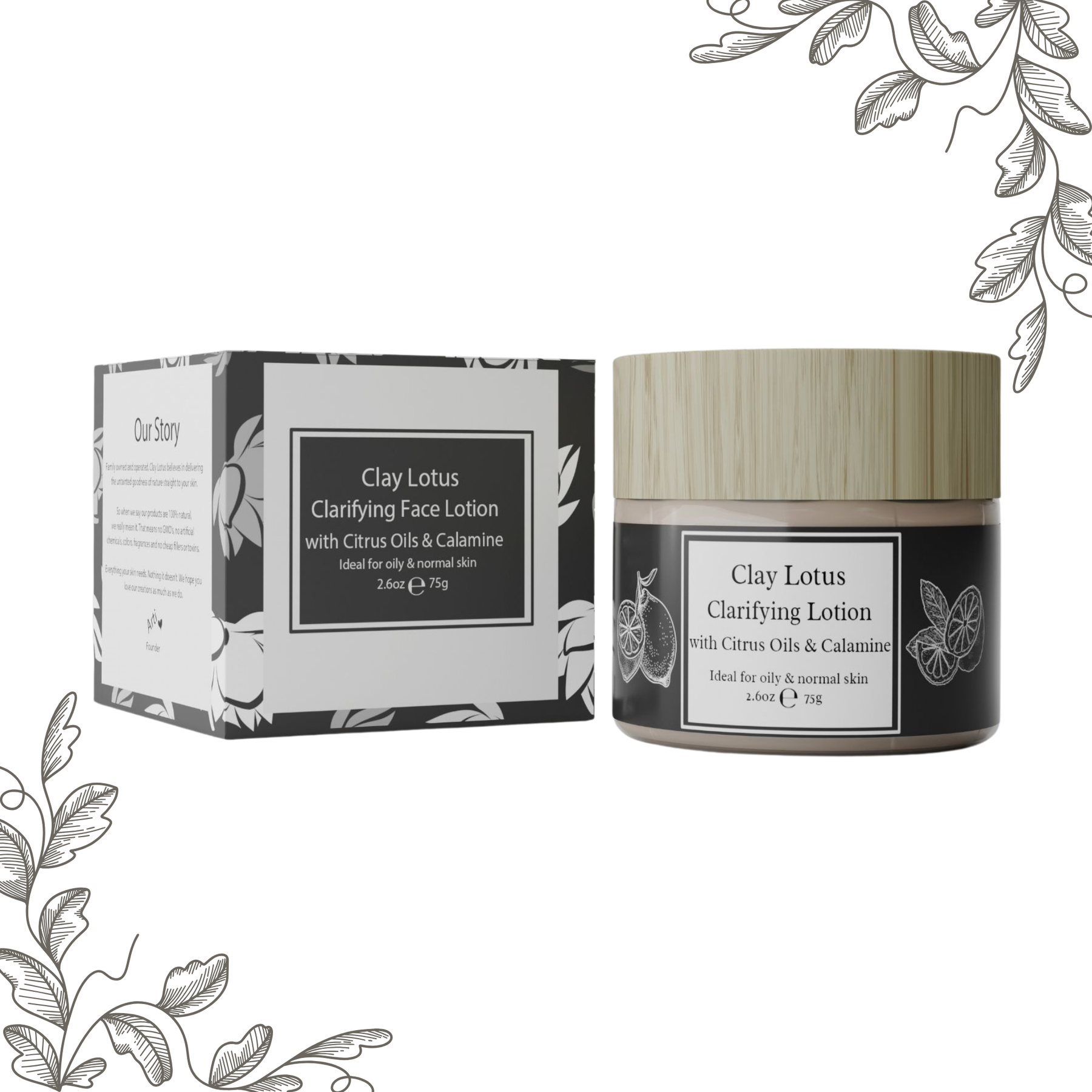 Clay Lotus Clarifying Face Lotion with Citrus Oils & Calamine
