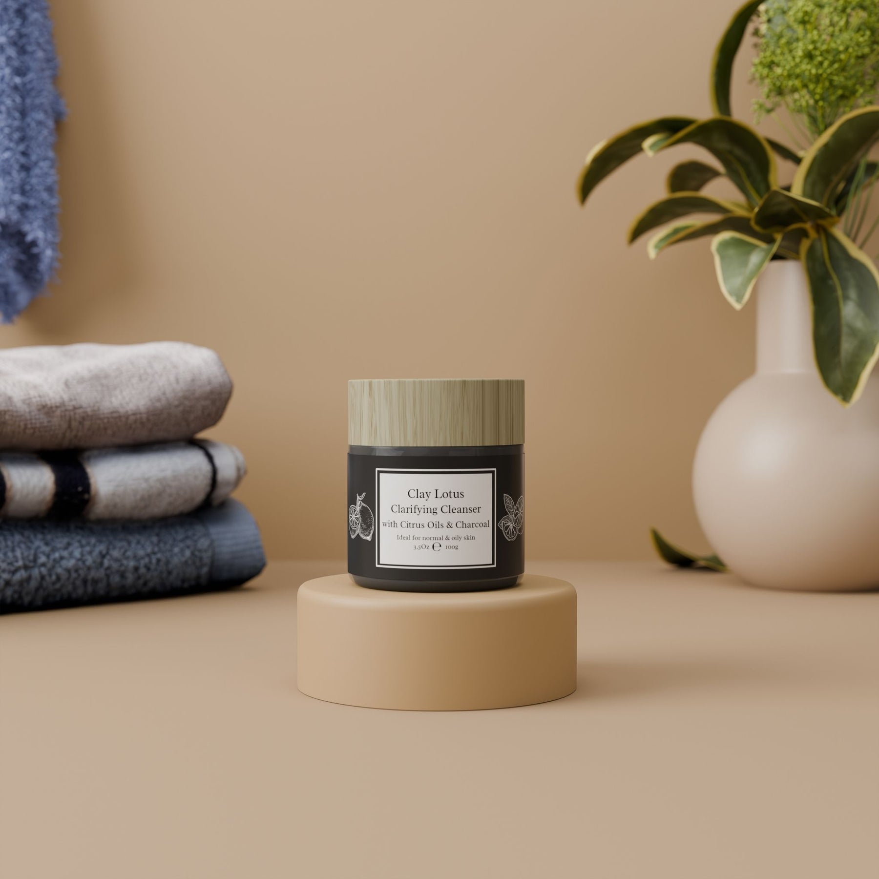 Clay Lotus Clarifying Face Cleanser with Citrus Oils and Activated Charcoal