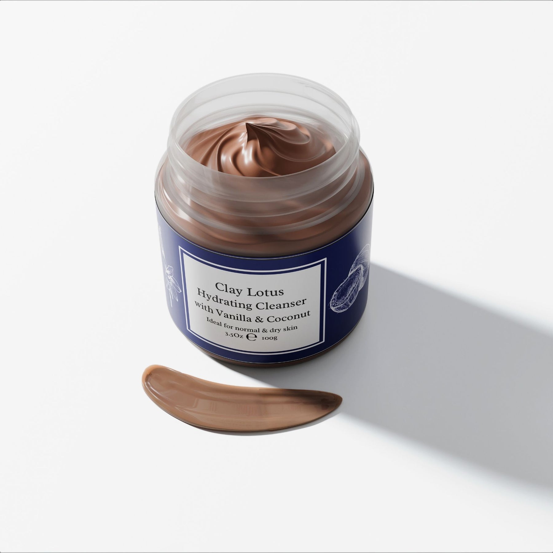 Clay Lotus Hydrating Face Wash for Dry Skin with Vanilla & Lavender