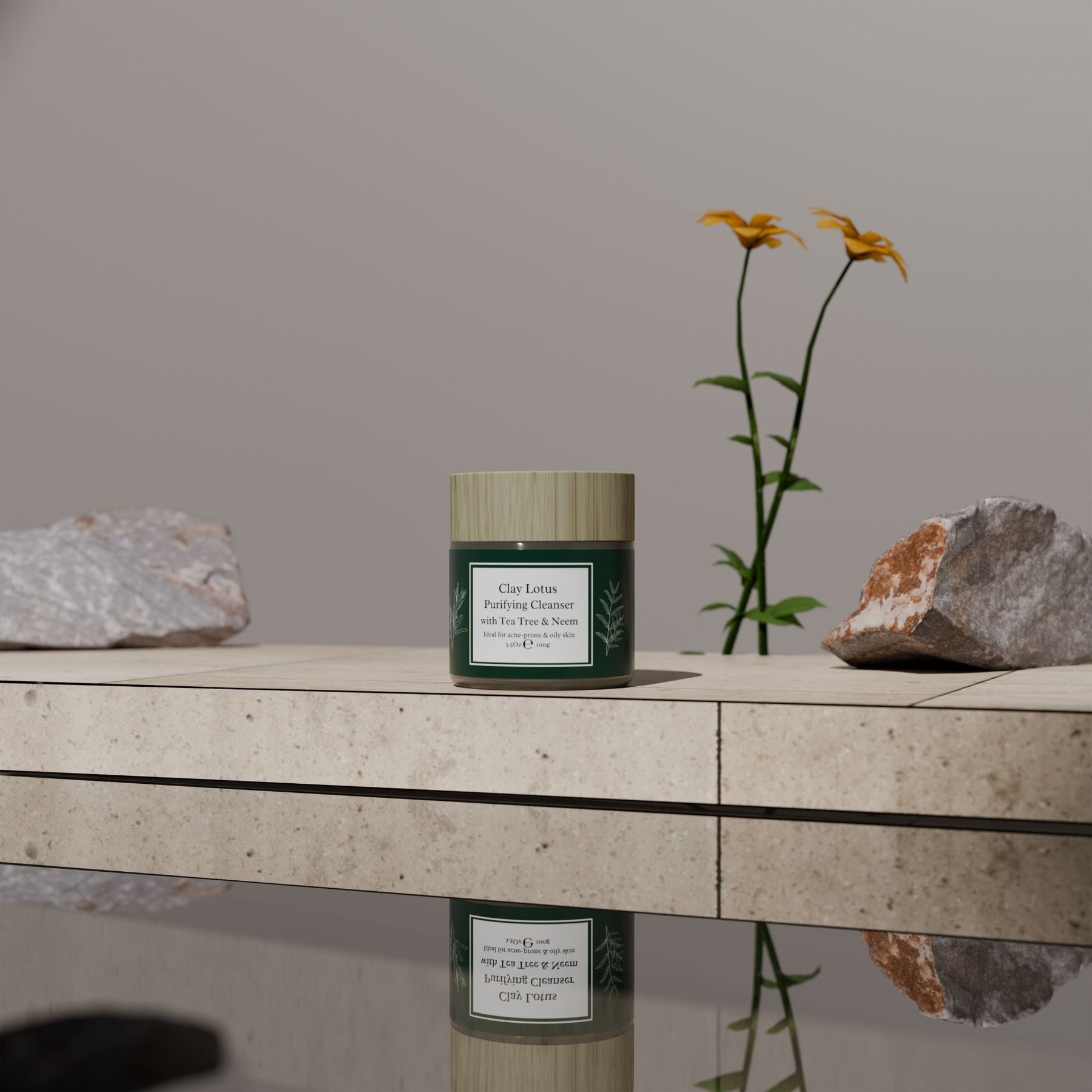 Clay Lotus Purifying Face Wash for Acne Prone Skin with Tea Tree & Neem